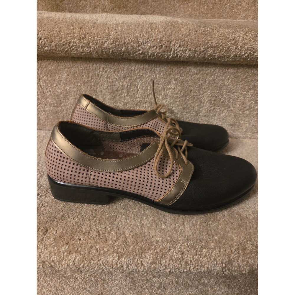 Naot Women's Black & Gold Perforated Oxfords Size 40 US 9-9.5